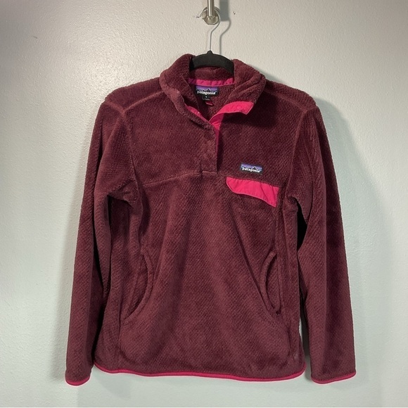 Patagonia Women’s Retool Snap T Pullover Fleece Jacket Wine Maroon Red - Size S - Picture 1 of 8